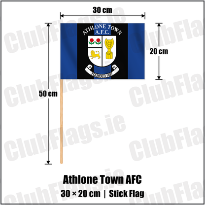 Athlone Town AFC 20cm x 30cm Stick Flag with the club crest and colours, Westmeath Football - ClubFlags.ie