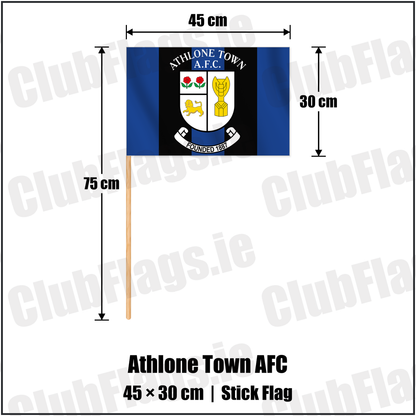 Athlone Town AFC 30cm x 45cm Stick Flag with the club crest and colours, Westmeath Football - ClubFlags.ie