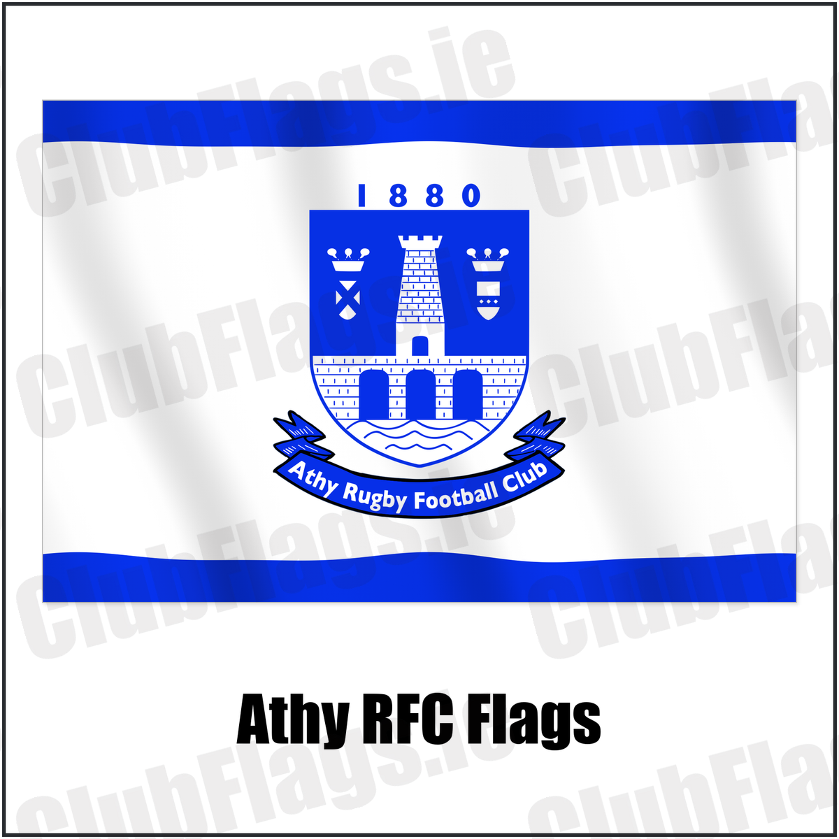 Athy RFC Flags with the club crest and colours, Kildare Rugby - ClubFlags.ie