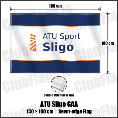ATU Sligo GAA 100cm x 150cm Flag (sewn on the edges) with the club crest and colours, Sligo GAA - ClubFlags.ie