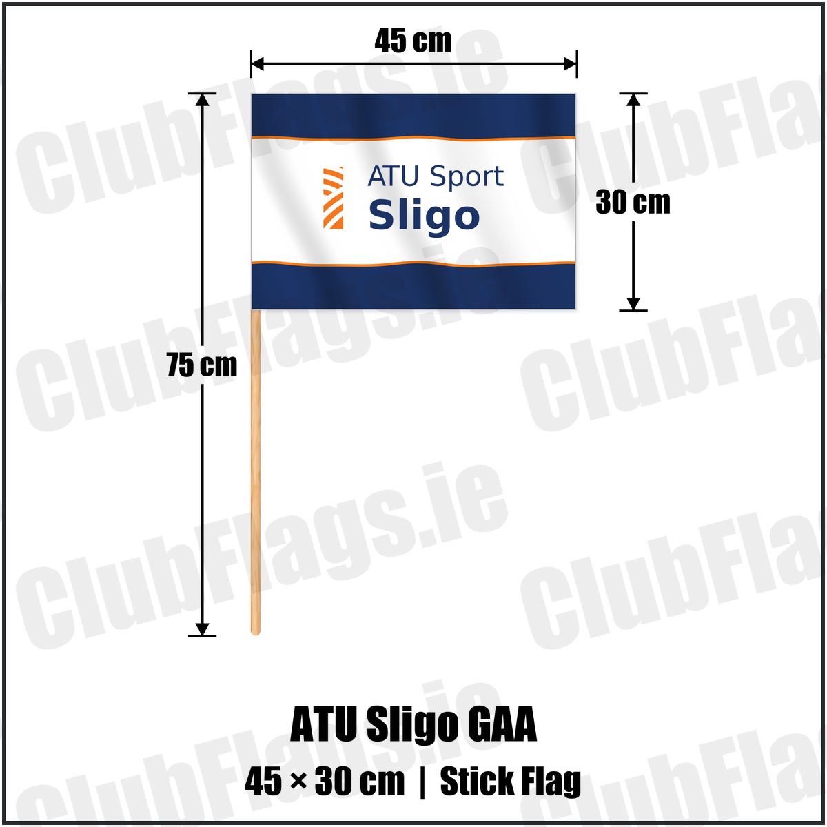 ATU Sligo GAA 30cm x 45cm Stick Flag with the club crest and colours, Sligo GAA - ClubFlags.ie