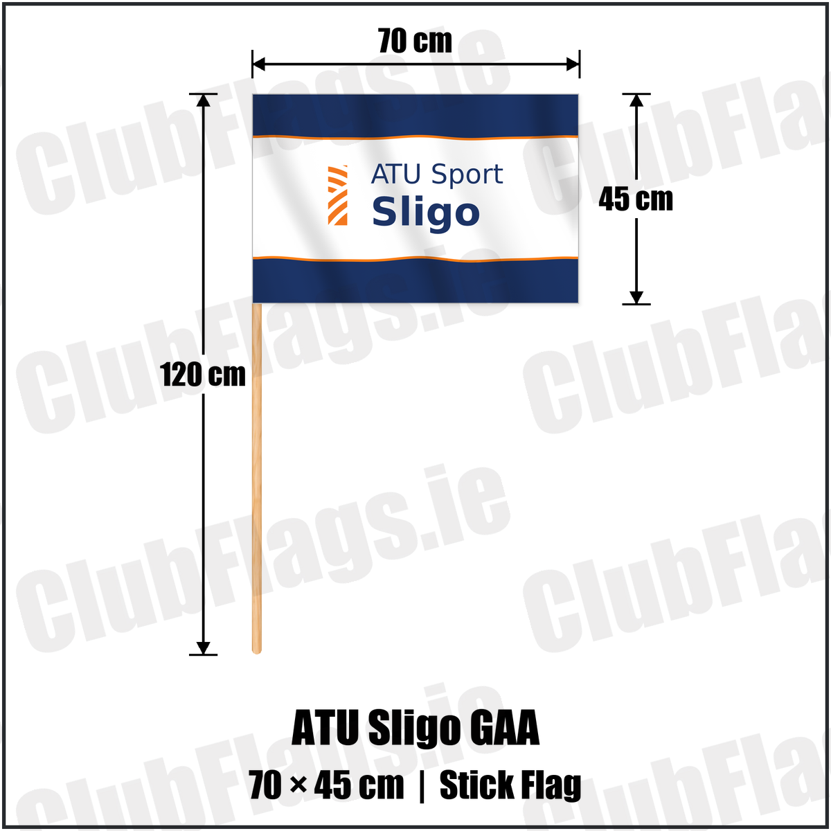 ATU Sligo GAA 45cm x 70cm Stick Flag with the club crest and colours, Sligo GAA - ClubFlags.ie