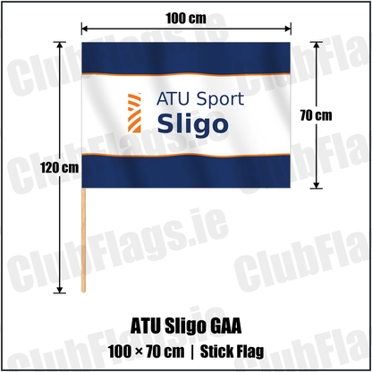ATU Sligo GAA 70cm x 100cm Stick Flag with the club crest and colours, Sligo GAA - ClubFlags.ie