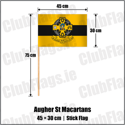 Augher St Macartans 30cm x 45cm Stick Flag with the club crest and colours, Tyrone GAA - ClubFlags.ie