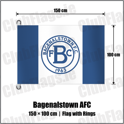 Bagenalstown AFC 150cm x 100cm Flag Pole Flag with Rings with the club crest and colours, Carlow football - ClubFlags.ie