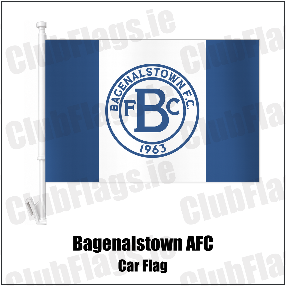 Bagenalstown AFC Car Flag with the club crest and colours, Carlow football - ClubFlags.ie