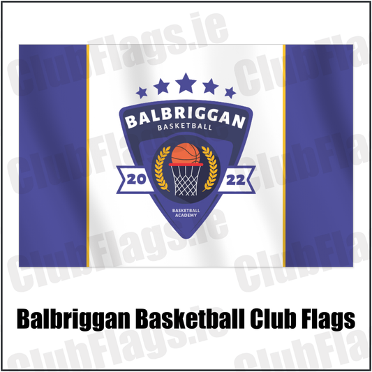 Balbriggan Basketball Club Flags with the club crest and colours, Dublin Basketball - ClubFlags.ie