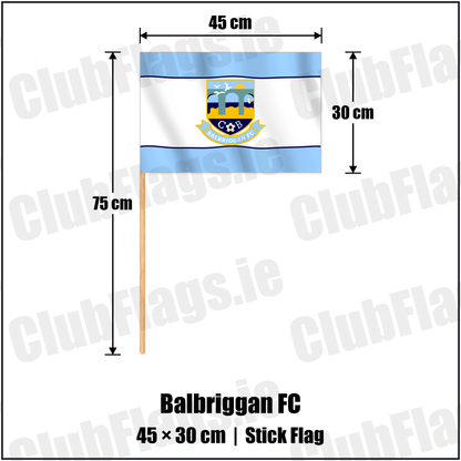 Balbriggan FC 30cm x 45cm Stick Flag with the club crest and colours, Dublin Football - ClubFlags.ie