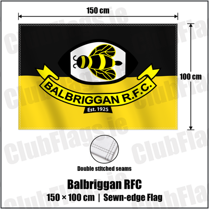 Balbriggan RFC 100cm x 150cm Flag (sewn on the edges) with the verified club crest and colours, Dublin Rugby - ClubFlags.ie