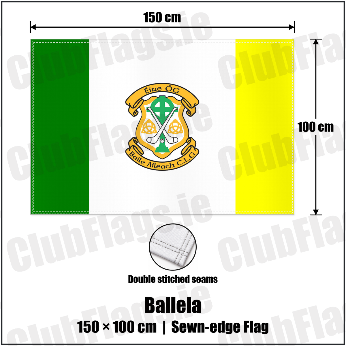 Ballela 100cm x 150cm Flag (sewn on the edges) with the club crest and colours, Down GAA - ClubFlags.ie