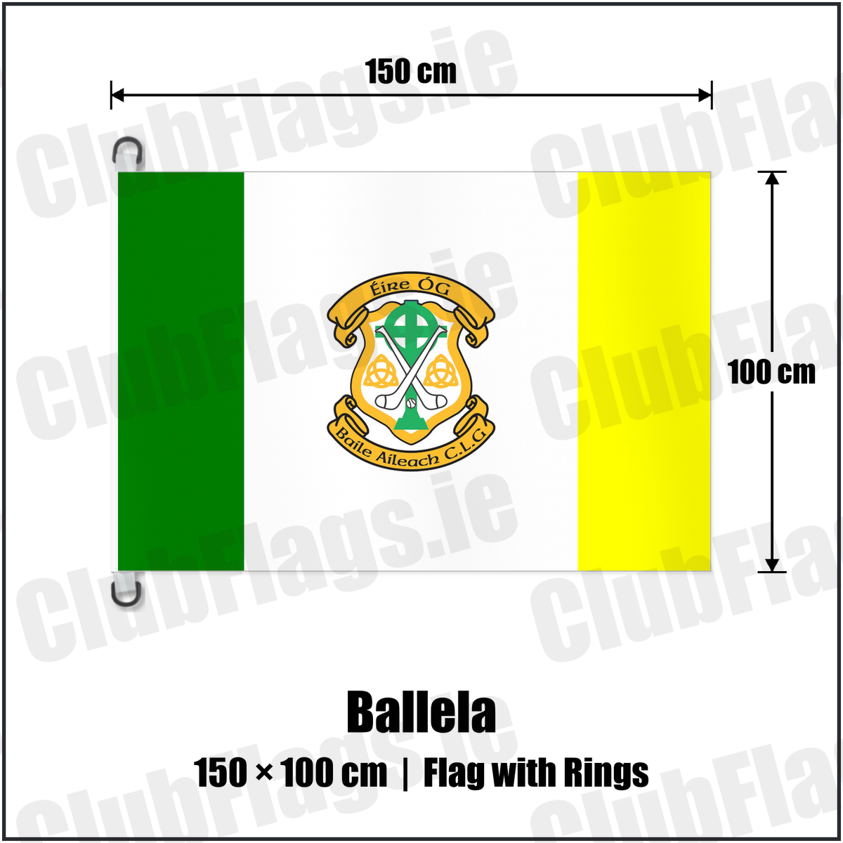 Ballela 150cm x 100cm Flag Pole Flag with Rings with the club crest and colours, Down GAA - ClubFlags.ie