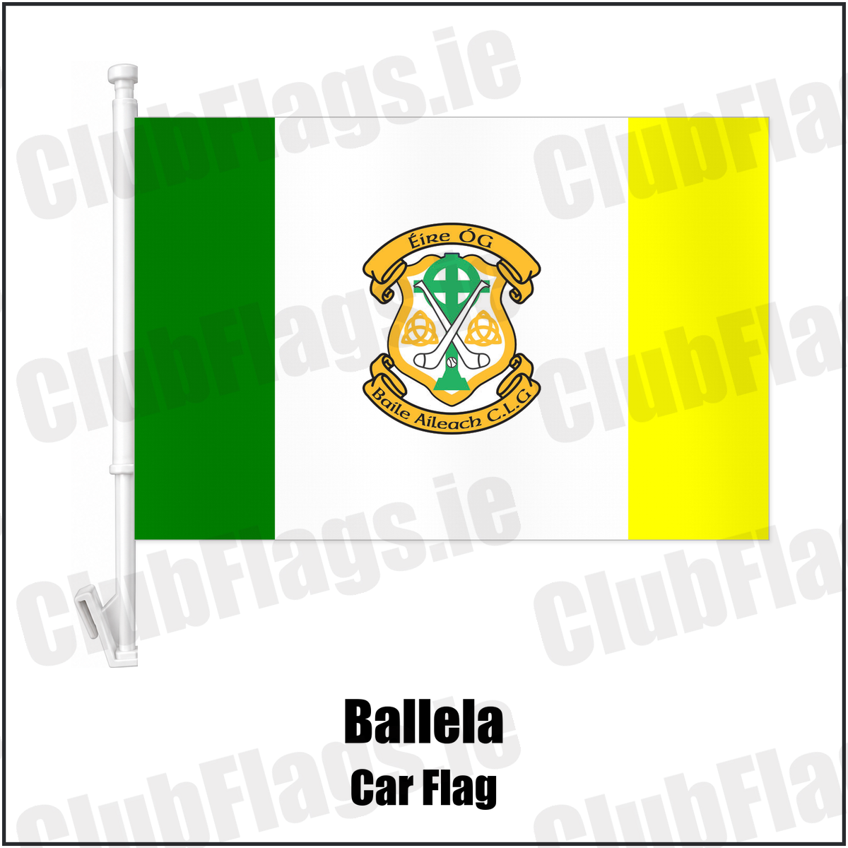 Ballela Car Flag with the club crest and colours, Down GAA - ClubFlags.ie