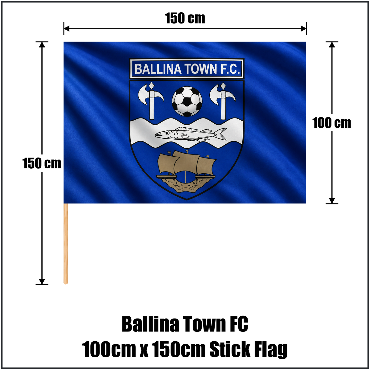 Ballina Town FC 100cm x 150cm Stick Flag - ClubFlags.ie