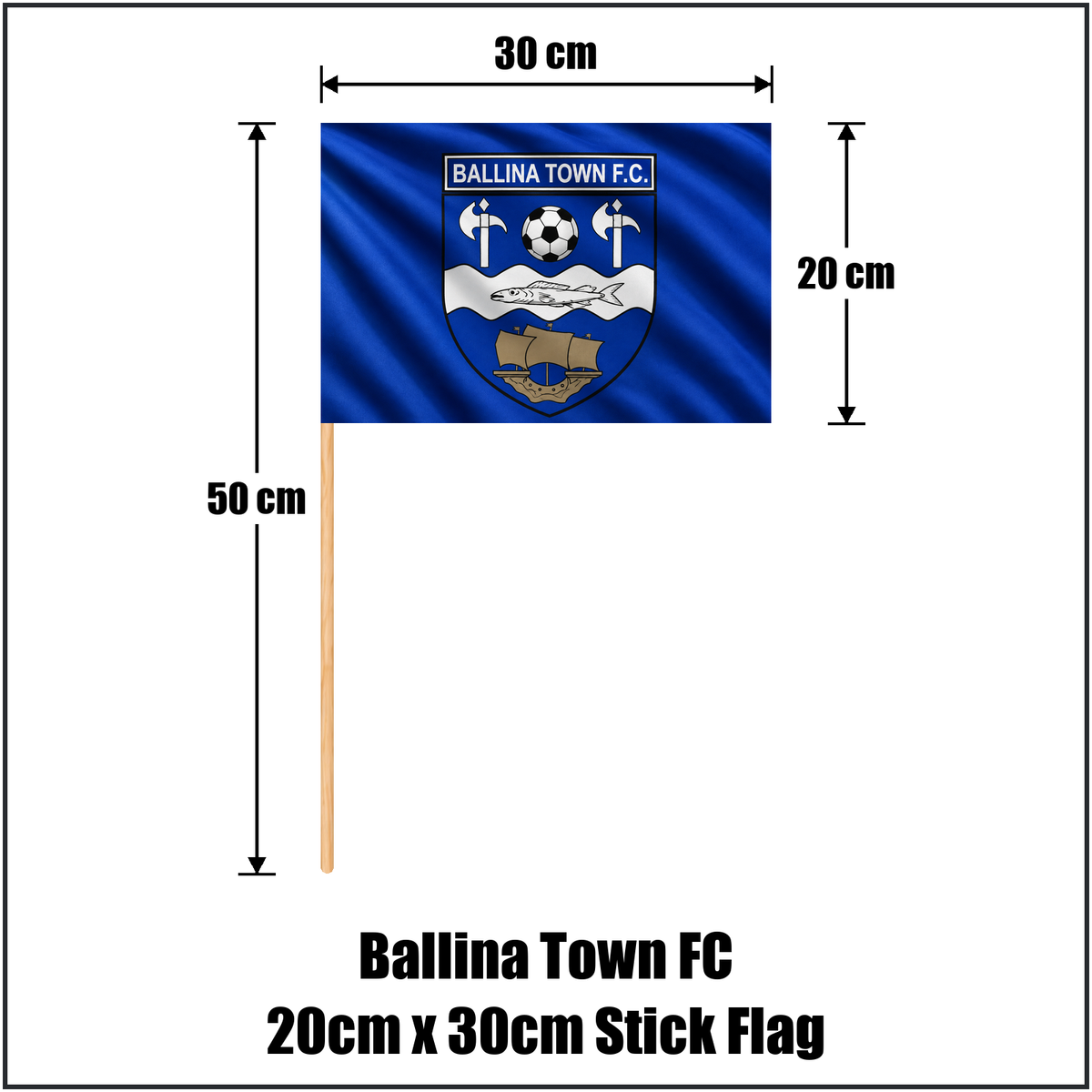 Ballina Town FC 20cm x 30cm Stick Flag - ClubFlags.ie