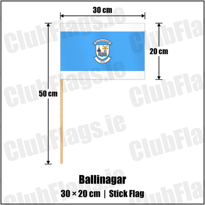 Ballinagar 20cm x 30cm Stick Flag with the club crest and colours, Offaly GAA - ClubFlags.ie
