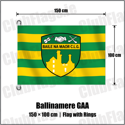 Ballinamere GAA 150cm x 100cm Flag Pole Flag with Rings with the verified club crest and colours, Offaly GAA - ClubFlags.ie