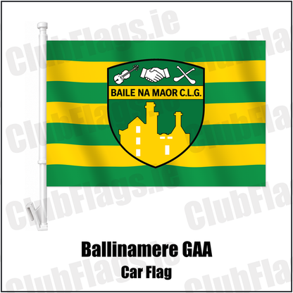 Ballinamere GAA Car Flag with the verified club crest and colours, Offaly GAA - ClubFlags.ie