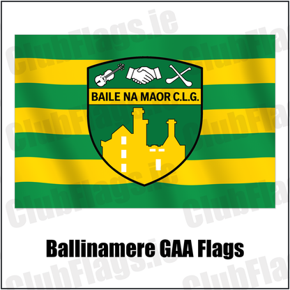 Ballinamere GAA Flags with the verified club crest and colours, Offaly GAA - ClubFlags.ie