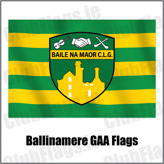 Ballinamere GAA Flags with the verified club crest and colours, Offaly GAA - ClubFlags.ie
