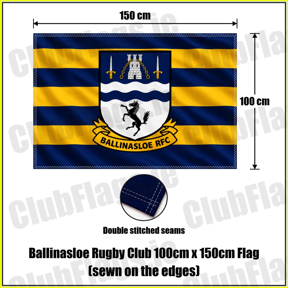 Ballinasloe Rugby Club 100cm x 150cm Flag (sewn on the edges) - ClubFlags.ie