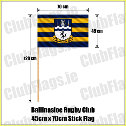 Ballinasloe Rugby Club 45cm x 70cm Stick Flag - ClubFlags.ie