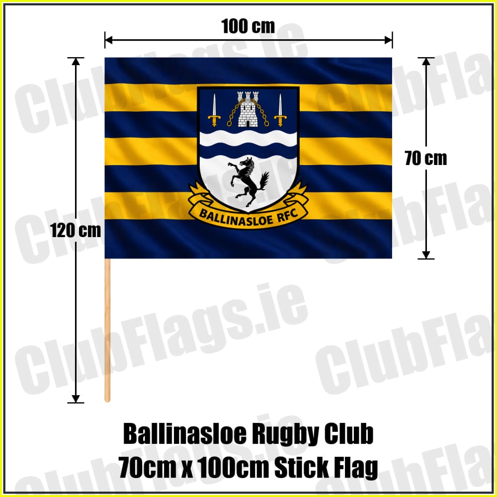 Ballinasloe Rugby Club 70cm x 100cm Stick Flag - ClubFlags.ie