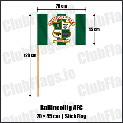 Ballincollig AFC 45cm x 70cm Stick Flag with the verified club crest and colours, Cork Football - ClubFlags.ie
