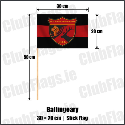 Ballingeary 20cm x 30cm Stick Flag with the verified club crest and colours, Cork GAA - ClubFlags.ie