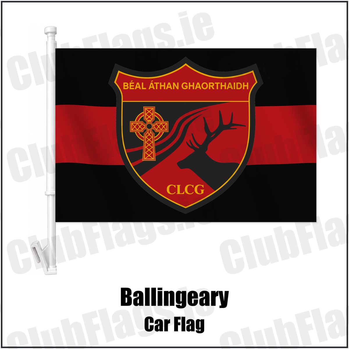 Ballingeary Car Flag with the verified club crest and colours, Cork GAA - ClubFlags.ie