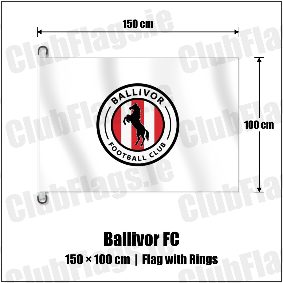 Ballivor FC 150cm x 100cm Flag Pole Flag with Rings with the club crest and colours, Meath Football - ClubFlags.ie