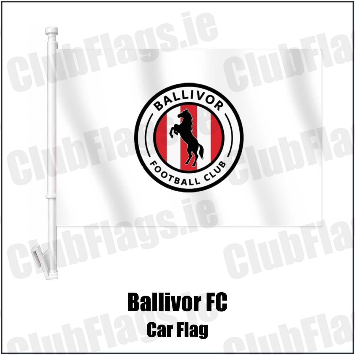 Ballivor FC Car Flag with the club crest and colours, Meath Football - ClubFlags.ie