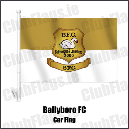 Ballyboro FC Car Flag with the verified club crest and colours, Roscommon Football - ClubFlags.ie