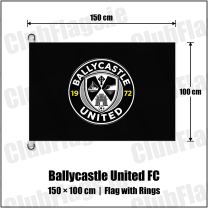 Ballycastle United FC 150cm x 100cm Flag Pole Flag with Rings with the club crest and colours, Antrim Football - ClubFlags.ie