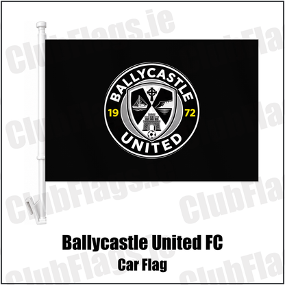 Ballycastle United FC Car Flag with the club crest and colours, Antrim Football - ClubFlags.ie