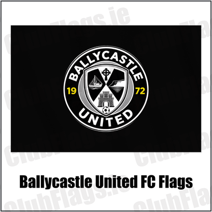 Ballycastle United FC Flags with the club crest and colours, Antrim Football - ClubFlags.ie