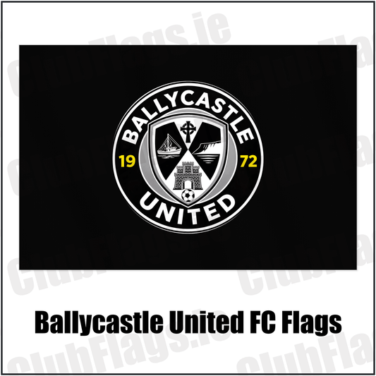 Ballycastle United FC Flags with the club crest and colours, Antrim Football - ClubFlags.ie