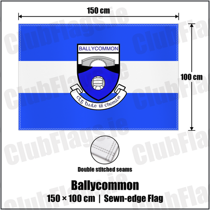 Ballycommon 100cm x 150cm Flag (sewn on the edges) with the club crest and colours, Offaly GAA - ClubFlags.ie