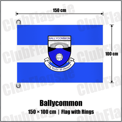 Ballycommon 150cm x 100cm Flag Pole Flag with Rings with the club crest and colours, Offaly GAA - ClubFlags.ie