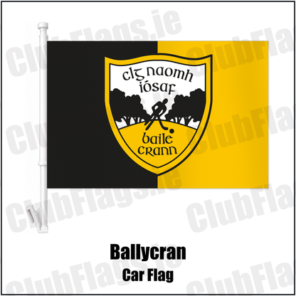 Ballycran Car Flag with the club crest and colours, Down GAA - ClubFlags.ie
