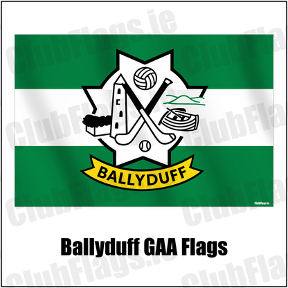 Ballyduff GAA Flags with the verified club crest and colours, Kerry GAA - ClubFlags.ie