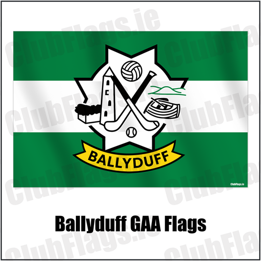 Ballyduff GAA Flags with the verified club crest and colours, Kerry GAA - ClubFlags.ie