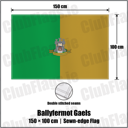 Ballyfermot Gaels 100cm x 150cm Flag (sewn on the edges) with the club crest and colours, Dublin GAA - ClubFlags.ie