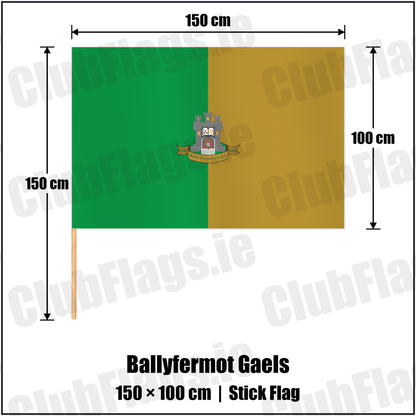 Ballyfermot Gaels 100cm x 150cm Stick Flag with the club crest and colours, Dublin GAA - ClubFlags.ie