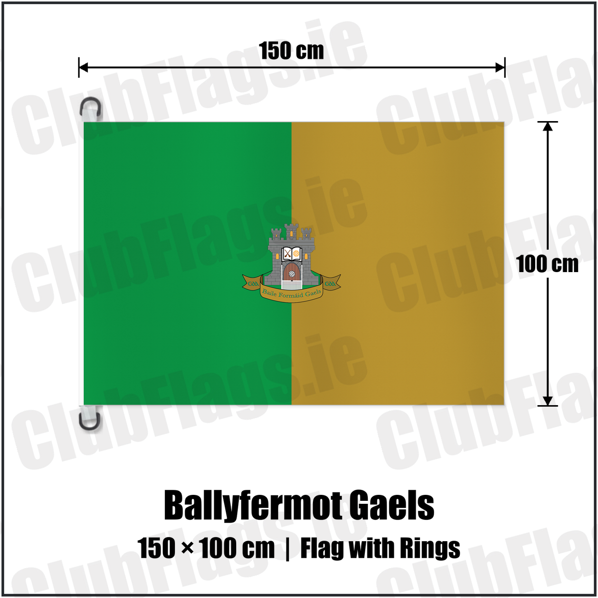Ballyfermot Gaels 150cm x 100cm Flag Pole Flag with Rings with the club crest and colours, Dublin GAA - ClubFlags.ie