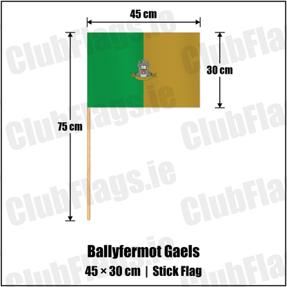Ballyfermot Gaels 30cm x 45cm Stick Flag with the club crest and colours, Dublin GAA - ClubFlags.ie