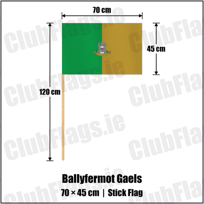 Ballyfermot Gaels 45cm x 70cm Stick Flag with the club crest and colours, Dublin GAA - ClubFlags.ie