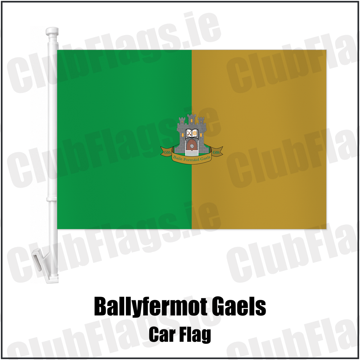 Ballyfermot Gaels Car Flag with the club crest and colours, Dublin GAA - ClubFlags.ie