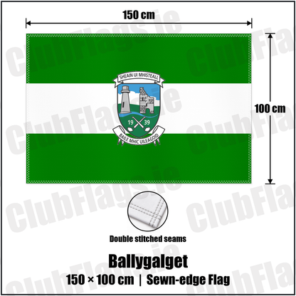 Ballygalget 100cm x 150cm Flag (sewn on the edges) with the club crest and colours, Down GAA - ClubFlags.ie