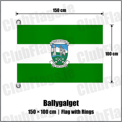 Ballygalget 150cm x 100cm Flag Pole Flag with Rings with the club crest and colours, Down GAA - ClubFlags.ie
