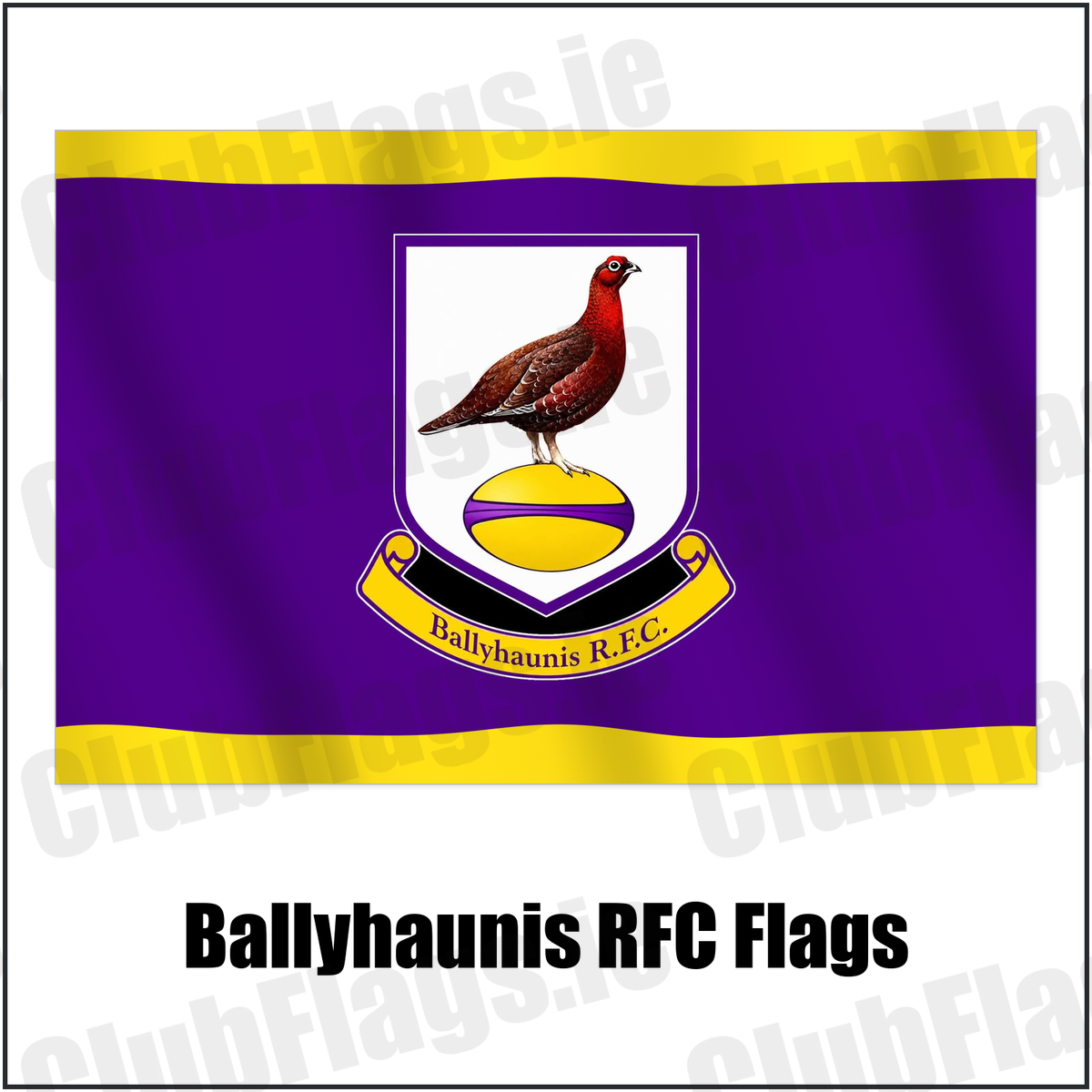 Ballyhaunis RFC Flags with the club crest and colours, Mayo Rugby - ClubFlags.ie